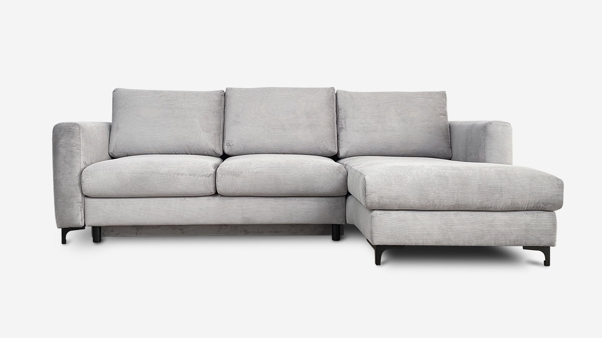 Canapé FIESOLE - Velours côtelé - Angle - Convertible - 4 places