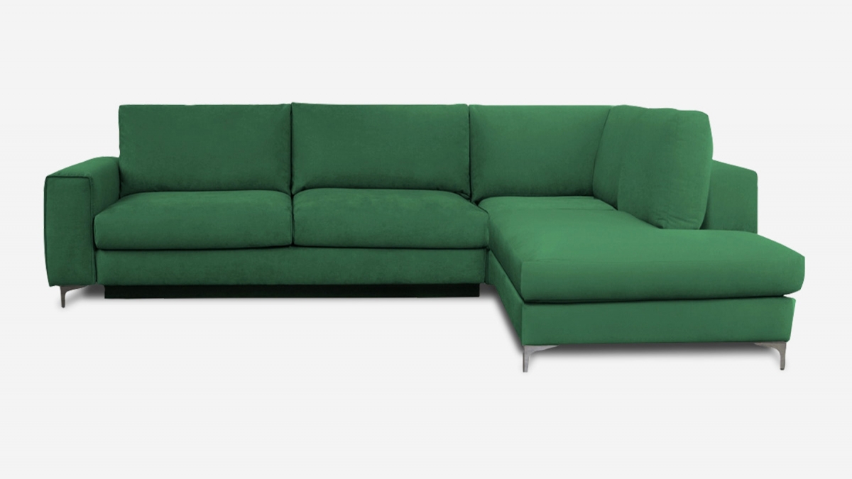 Canapé FIESOLE - Velours - Angle - Convertible - 4 places - Vert Malachite