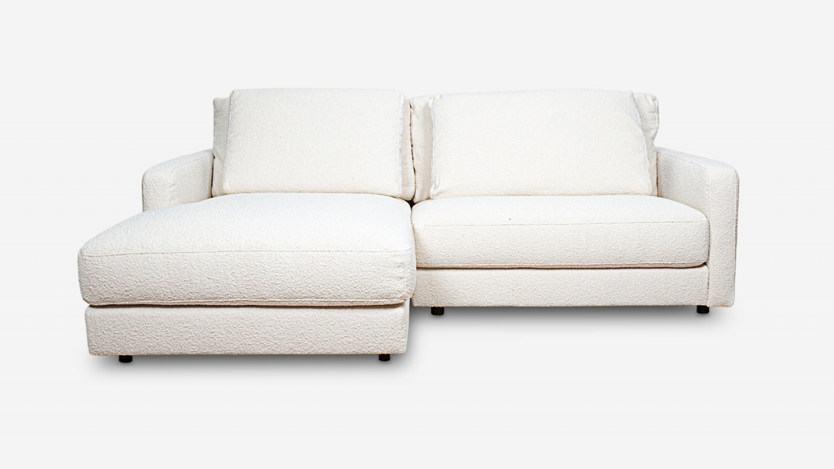 Canapé VENEZIA - Laine bouclée - Angle - 3 places - Blanc Cassé